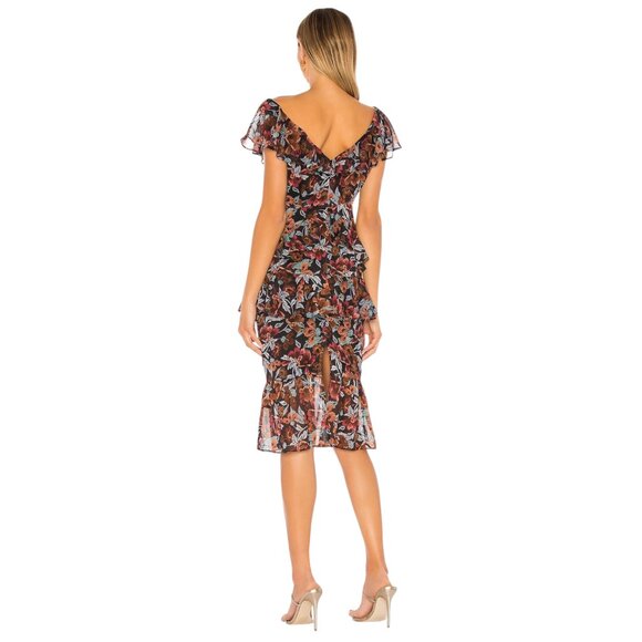 Majorelle Tina Chiffon Floral Tiered Midi Dress S - Picture 3 of 16
